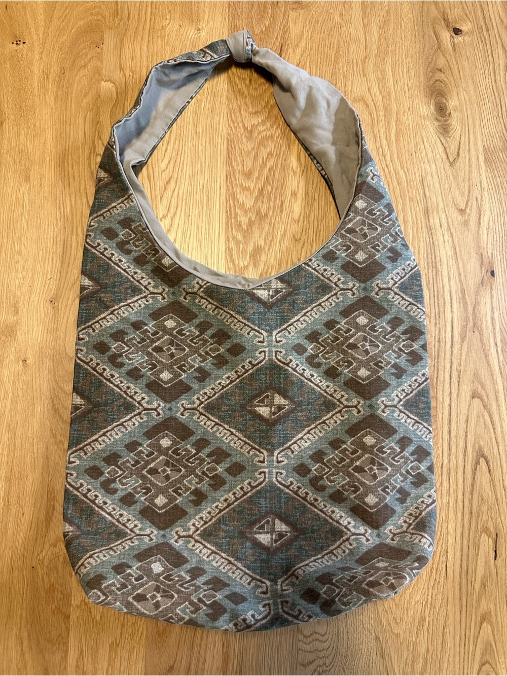 Boho Geometric Large Hobo Bag in Green and Brown